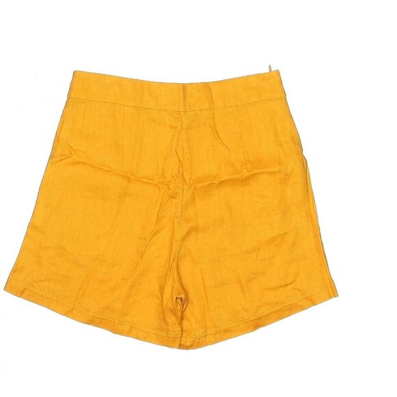 NEW LANHTROPY 100% Linen Lux High Rise Banana Yellow Classic Summer Shorts XL - Picture 2 of 6